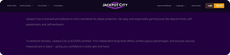 Jackpot City Casino Safety